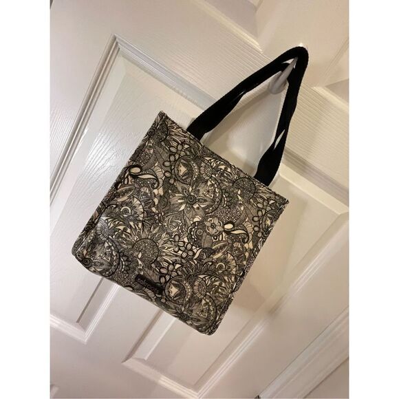 Sakroots NWOT lunch bag black white floral velkro closure - Picture 1 of 8